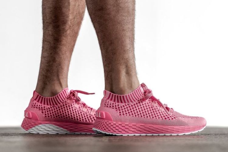 NOBULL MEN'S SNEAKERS BRIGHT PINK KNIT RUNNER - Click Image to Close