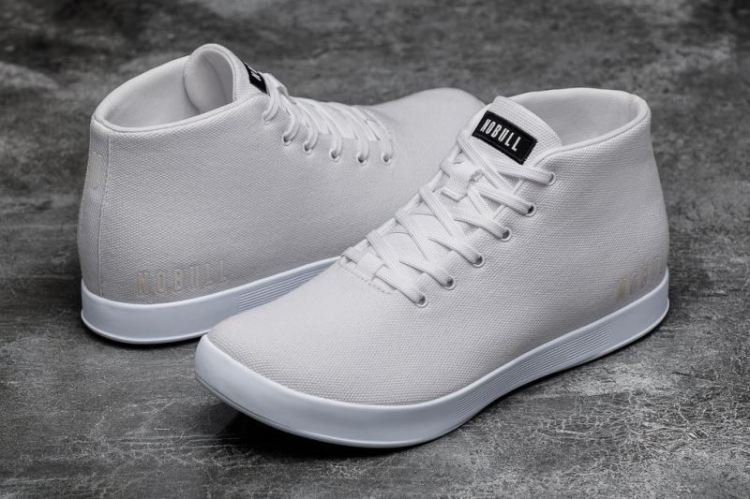 NOBULL MEN'S SNEAKERS WHITE CANVAS MID TRAINER - Click Image to Close