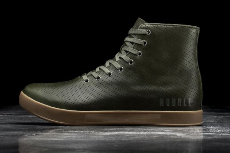 NOBULL MEN'S SNEAKERS HIGH-TOP ARMY LEATHER TRAINER
