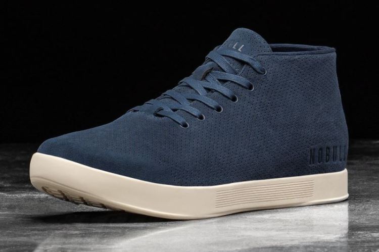 NOBULL WOMEN'S SNEAKERS NAVY IVORY SUEDE MID TRAINER - Click Image to Close