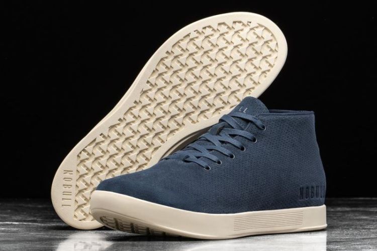 NOBULL WOMEN'S SNEAKERS NAVY IVORY SUEDE MID TRAINER