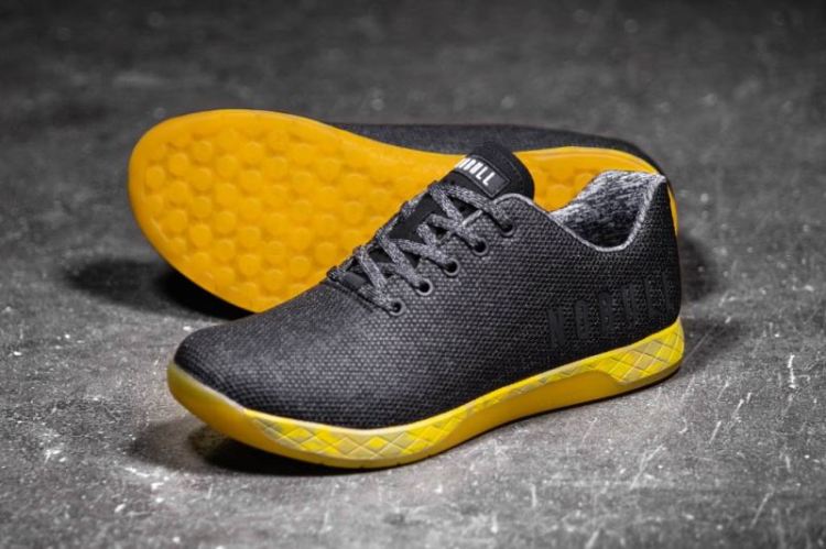 NOBULL WOMEN'S SNEAKERS BLACK HEATHER YELLOW TRAINER - Click Image to Close