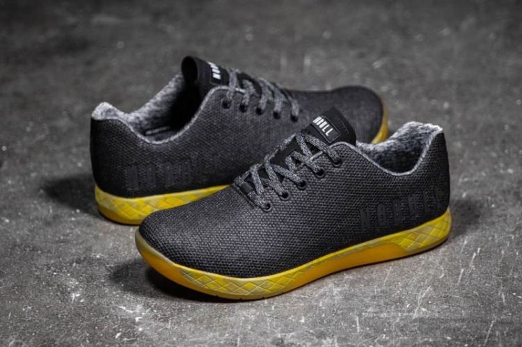 NOBULL WOMEN'S SNEAKERS BLACK HEATHER YELLOW TRAINER - Click Image to Close