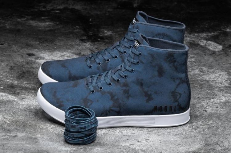 NOBULL WOMEN'S SNEAKERS HIGH-TOP NAVY TIE-DYE CANVAS TRAINER - Click Image to Close