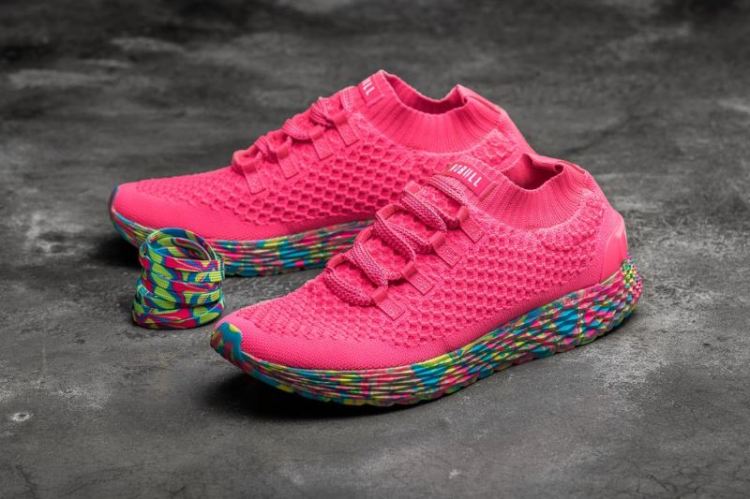 NOBULL MEN'S SNEAKERS NEON PINK SWIRL KNIT RUNNER - Click Image to Close