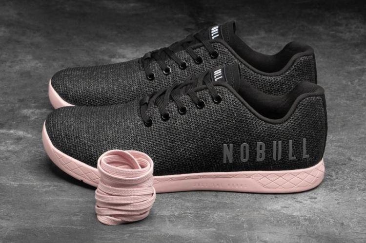 NOBULL WOMEN'S SNEAKERS BLACK HEATHER DUSTY ROSE TRAINER - Click Image to Close