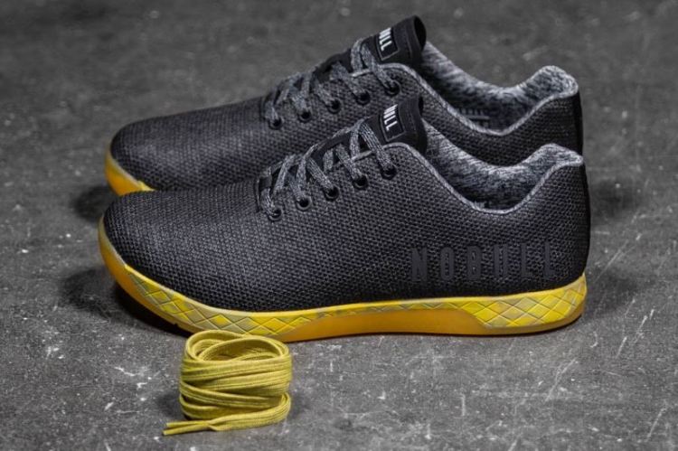 NOBULL MEN'S SNEAKERS BLACK HEATHER YELLOW TRAINER - Click Image to Close