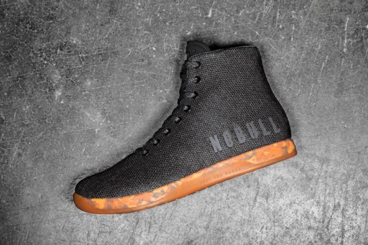 NOBULL WOMEN'S SNEAKERS HIGH-TOP BLACK HEATHER ORANGE TRAINER - Click Image to Close
