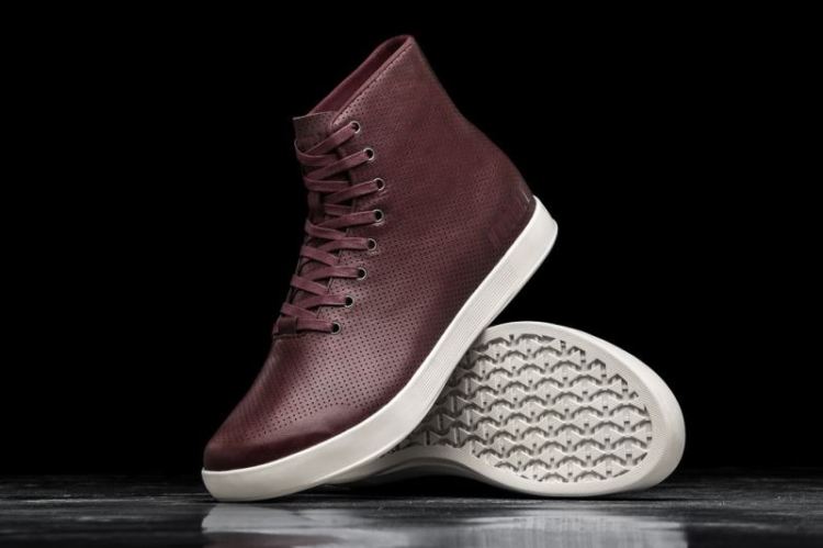 NOBULL MEN'S SNEAKERS HIGH-TOP BURGUNDY LEATHER TRAINER - Click Image to Close