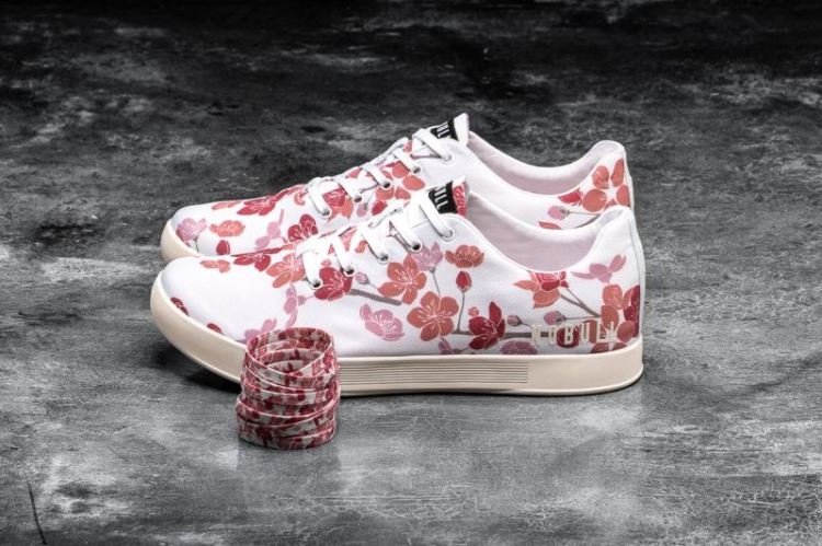 NOBULL MEN'S SNEAKERS WHITE CHERRY BLOSSOM CANVAS TRAINER - Click Image to Close