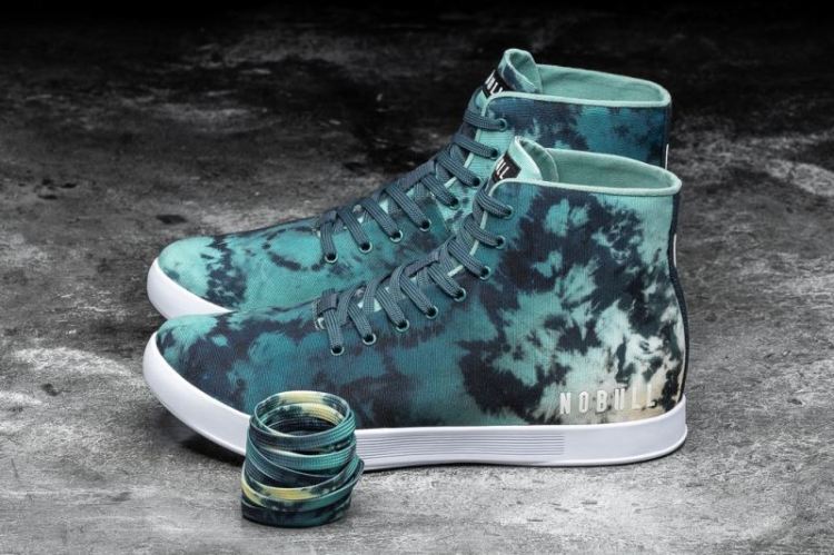 NOBULL WOMEN'S SNEAKERS HIGH-TOP TEAL TIE-DYE CANVAS TRAINER - Click Image to Close