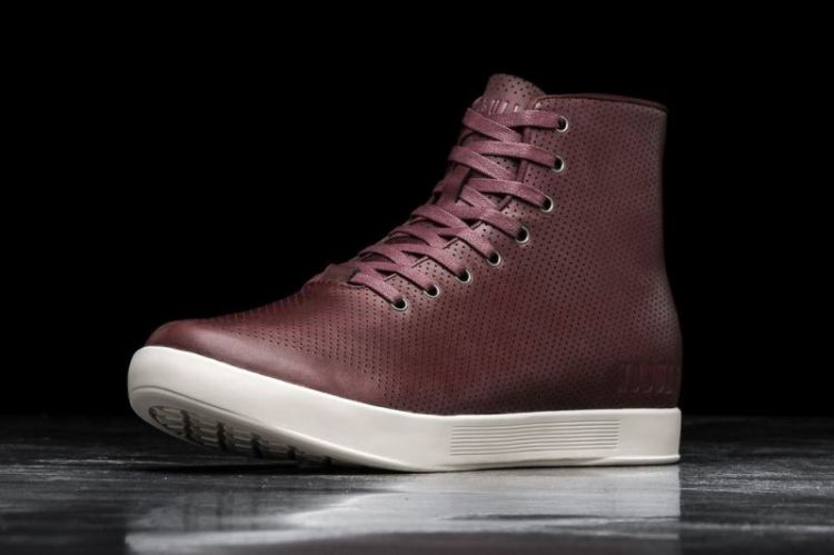 NOBULL WOMEN'S SNEAKERS HIGH-TOP BURGUNDY LEATHER TRAINER