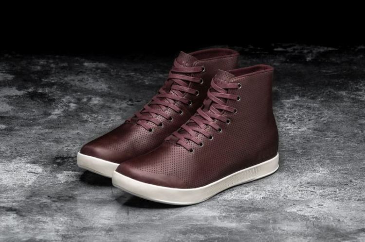NOBULL WOMEN'S SNEAKERS HIGH-TOP BURGUNDY LEATHER TRAINER